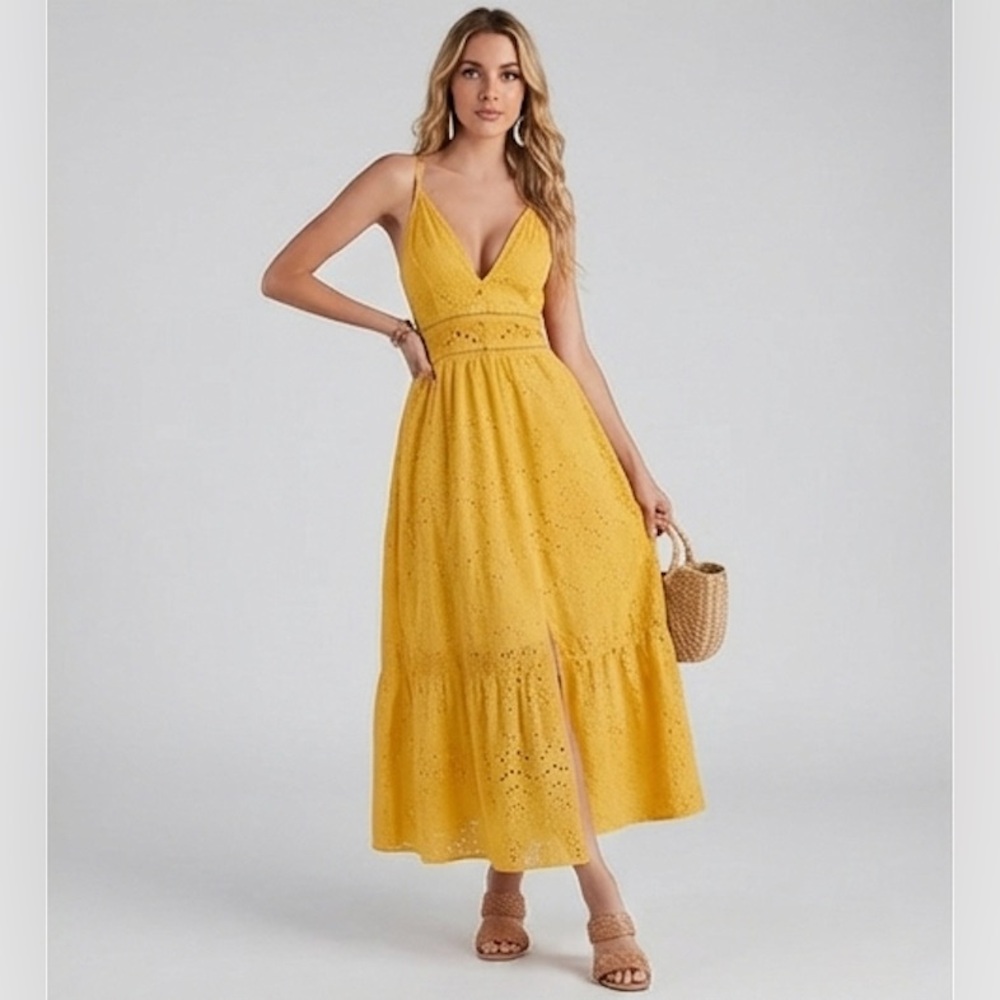 LAST ONE 🔥  Eyelet Embroidery Ruffle Hem Dress